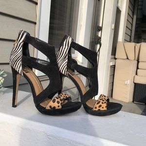 Dolce Vita suede and animal print heels, sz 6.5